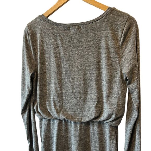 Grey Jersey Knit Long Sleeve Bubble Top Asymmetrical Bottom Dress L - Picture 5 of 10